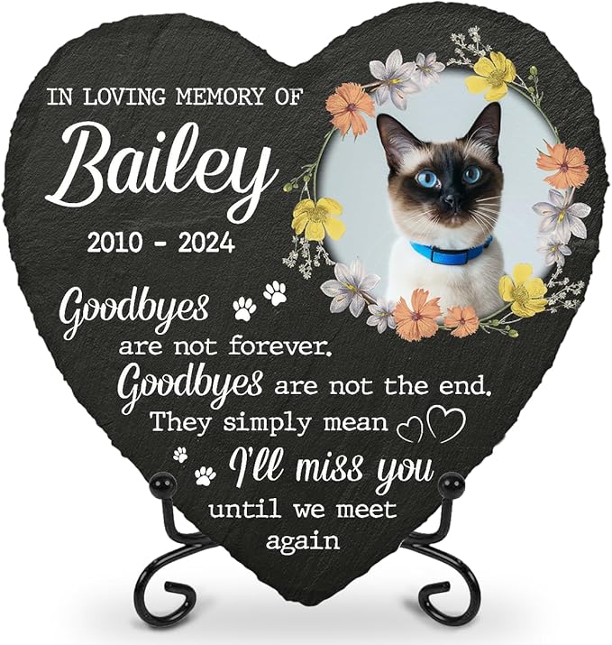 DOPTIKA in Loving Memory of Custom Photo Pet Memorial Stones, Pet Sympathy Gifts for Cats, Cat Memorial Gifts for Loss of Cat, Cat Mom Cat Dad Gifts, Cat Memorial Gifts, Cat Memorials & Funerary