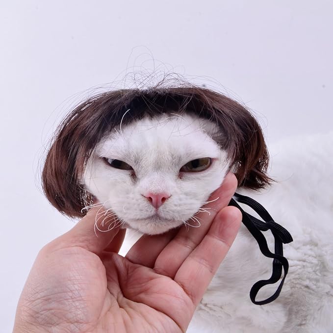 Cat Wig for cat only– Small Size for Tiny Animals Such as Goose Duck and Chicken DIY Haircut & Adjustable Fit – Cat & Dog Costume for Halloween, Party, Photo Shoots