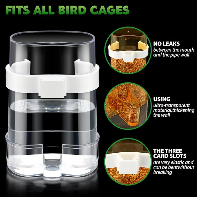 Yaomiao 4 Pcs No Mess Small Bird Feeders Automatic Parakeet Water Dispenser Clear Quail Feeder and Watered Cage Accessories for Small and Medium Parakeet Cockatiel Canary(Water Dispenser,Multicolor)