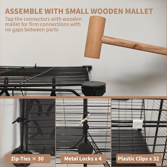 Small Cat Cage Indoor: Enclosed Cat Enclosure DIY Pet Playpen Detachable Metal Wire Kennel Sturdy Crate with Hammock for Cats Kitten