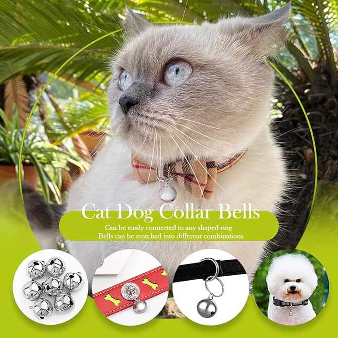 SKYPIA 3 Pack Pet Bells for Dog Cat Collar Charm Pet Pendant Accessories Stainless Steel Anti-Lost Training Bells for Collars Pet Pendant Accessories 1/2-Inch Silver