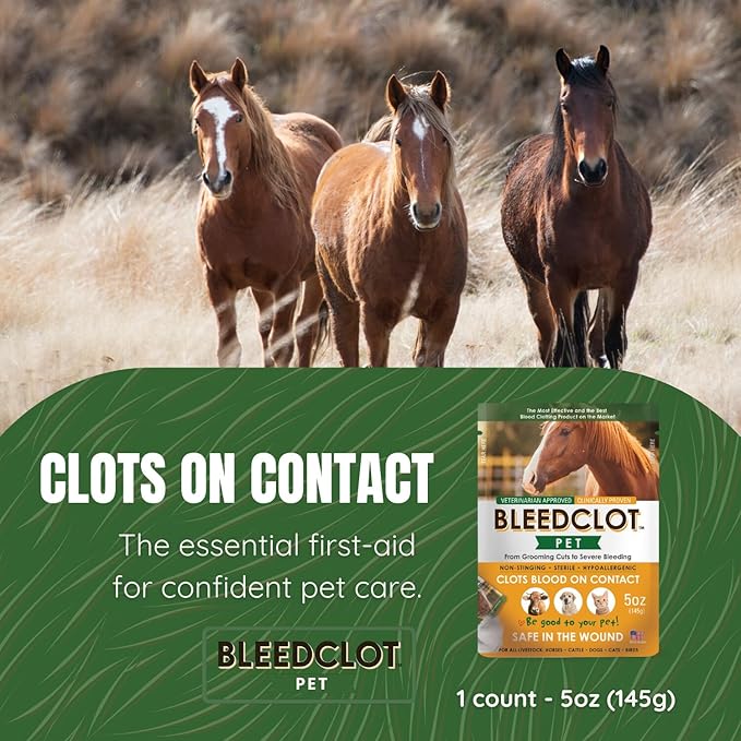 FirstAid Blood Clotting Powder | Stop Bleeding on All Animals Guaranteed | Minor Cuts to Arterial Bleeding | from Makers of BleedStop | Veterinarian + Household Use (1 Pouch, 5 oz)