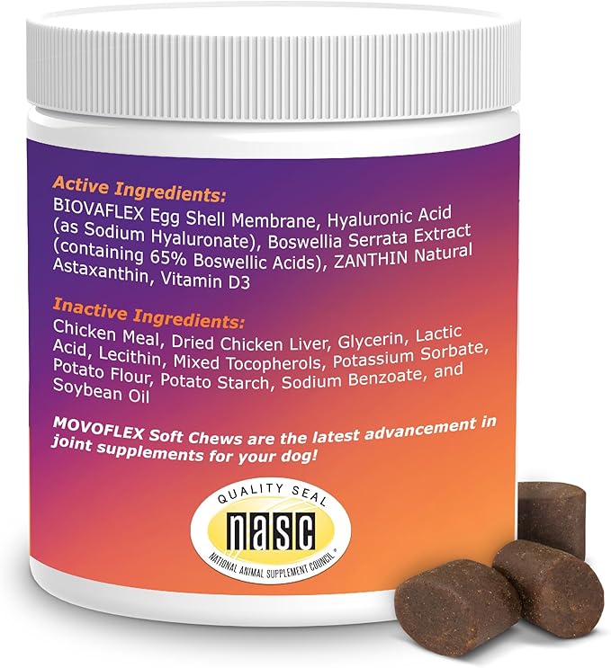 Virbac MOVOFLEX® Soft Chews | Hip and Joint Support Supplement for Medium Dogs (60 Count) | Veterinarian Formulated