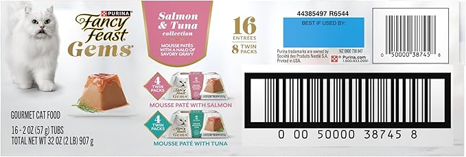 Fancy Feast Gems Pate Cat Food Mousse Salmon or Tuna and a Halo of Savory Gravy Wet Cat Food Variety Pack - (1) 8 ct. Boxes - 8 ct. Box