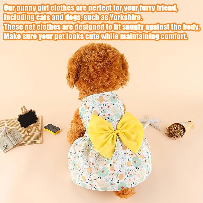 Dog Dress,1PC Dog Dresses with Cute Bowknot,Summer Dogs Clothes Pet Princess Dresses for Chihuahua Yorkies Puppies Cat Outfit