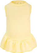 Dog Dresses Cat Skirt Solid Color Dog Clothes Summer Sleeveless Puppy Girl Clothes for Small Pet Dogs Cats (Yellow, Medium)
