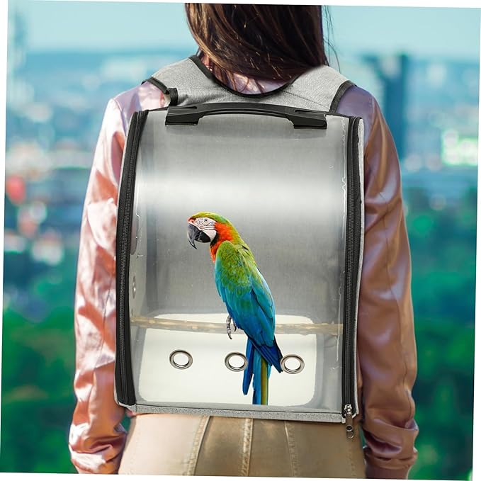 Hemoton Bird Carrier Backpack with Detachable Stand Breathable Parrot Travel Cage for Outdoor Adventures Shoulder Straps and Visible Window Lightweight Pet Carrier Bag for Hiking and
