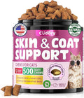 Omega 3 for Cats - 500 Skin & Coat Health Crunchy & Creamy Chews with Omega 3, Biotin & Vitamin E for Healthy Skin, Shiny Fur, Cat Supplements & Vitamins -Chicken Flavor