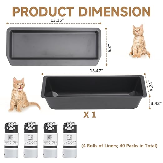 40 Litter Box Liners with a Permanent Waste Receptacle Compatible with Nature's Miracle Litter Box 2nd Version and Littermaid 3rd Edition, Litter Box with Cat Litter Liner (Machine NOT Included)