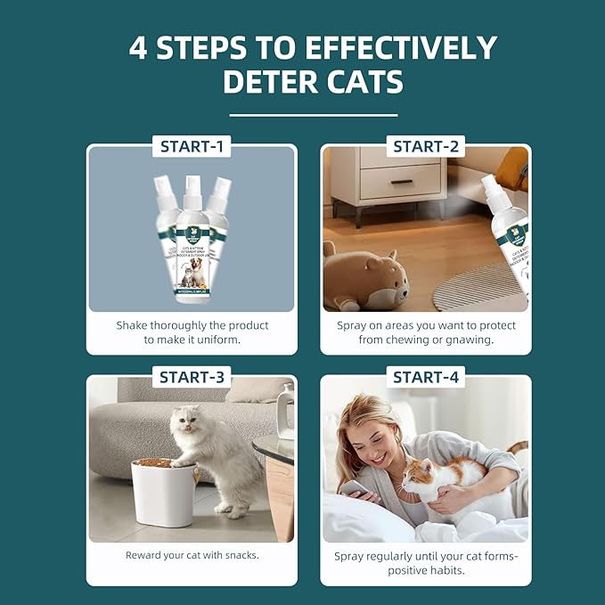 Cat Deterrent Spray - Safe Non-Toxic Anti-Scratch Repellent for Dogs and Kittens, Protects Furniture, Carpets, Curtains, Plants,Indoor and Outdoor Use,Natural Citrus Scent（2 * 100ML）