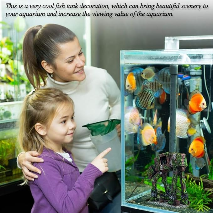 fazhongfa Fish Tank Decorations Star Wars Aquarium Accessories Small to Large Fish Tank Resin Decor for Betta Goldfish Hideouts Cave Hide Ornament Backgrounds (at-Large)