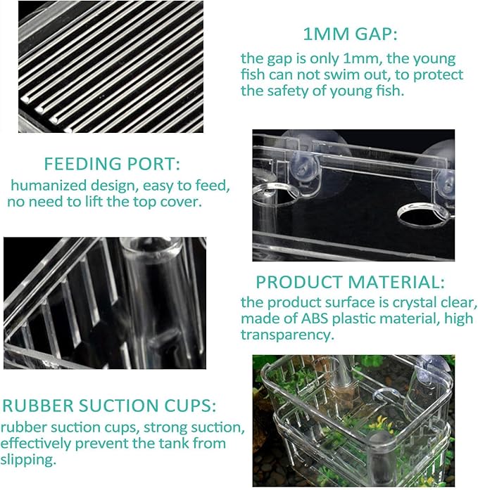 Fish Breeding Box - 20.5*9.5*9.9cm Acrylic Hatchery Incubator Tank Fish Tank Divider | Fishes Tanks Incubator Breeding Box | Aquarium Breeder BoxFish Acclimation Boxes Nursery For Injured Hatchery Inc