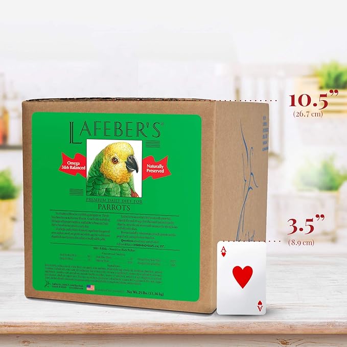 LAFEBER'S Premium Daily Diet Pellets Pet Bird Food, Made with Non-GMO and Human-Grade Ingredients, for Parrots, 25 lb
