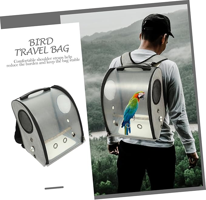 Hemoton Bird Carrier Backpack with Detachable Stand Breathable Parrot Travel Cage for Outdoor Adventures Shoulder Straps and Visible Window Lightweight Pet Carrier Bag for Hiking and
