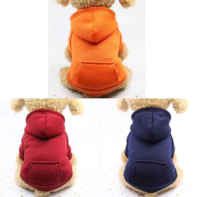 TAPBULL Dog Dresses, Fashionable Pet Dog Sweatshirt Clothes in Dark Colors, Cute Cat Birthday Dress Outfit (Red/Blue/Orange 3-Pack), X-Large