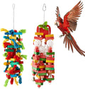 2 Pcs Extra Large Bird Parrot Toy, Multicolored Atural Wooden Bird Chewing Toy Parrot Cage Chewing Toys for Large Medium Macaws Cockatoos African Grey Parrots Birds