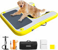 Dog Pool Ramp, Inflatable Dog Boat Ramp, Non-Slip EVA Inflatable Floating Dock Ladder for Pools Boats Docks, Safe & Easy Water Access for Large Dogs, Yellow