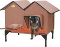 Heated Cat House for Outside Cats in Winter, Large Insulated Heated Outdoor Cat House Weatherproof with Elevated Base & Escape Door, Waterproof Cat Shelter for Multiple Cats Feral Stray Barn Kitty