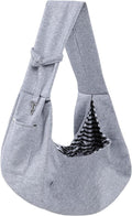 Dog Carrier Sling - Reversible Puppy Carrier Purse with Storage Pocket, Hand-Free Dog Sling Carrier for Carry Small Dogs and Cats, Travel Safety Harness, Dog and Cat Harness (Gray)