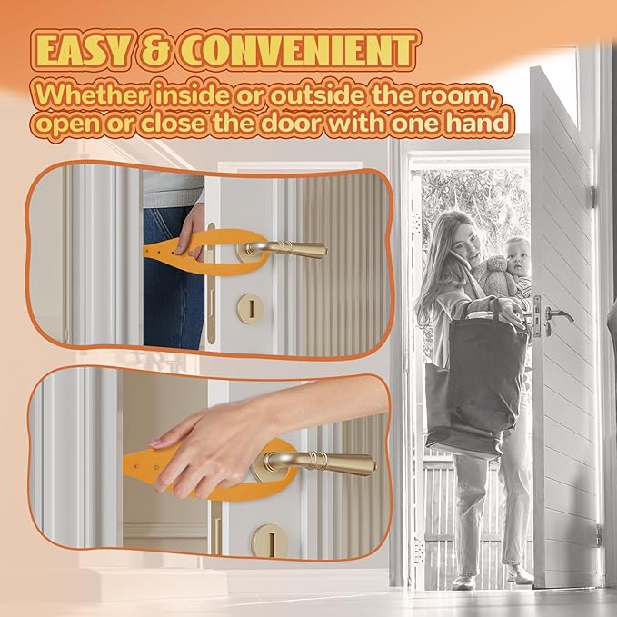 TGIOW Cat Door Latch, 2 Pcs Cat Door Stopper Pet Door Latch to Keep Dog Out of Litter Box and Food, Door Prop for Cat with 5 Adjustable Size Strap 2.5-6" Wide, No Measuring, Easy to Install, Yellow