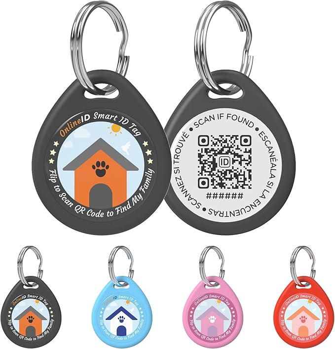 1 Pack Personalized Dog Tags,QR Code Pet ID Tags with Online Profile systerm,Editable Any Names and Phone numbles,Black,L