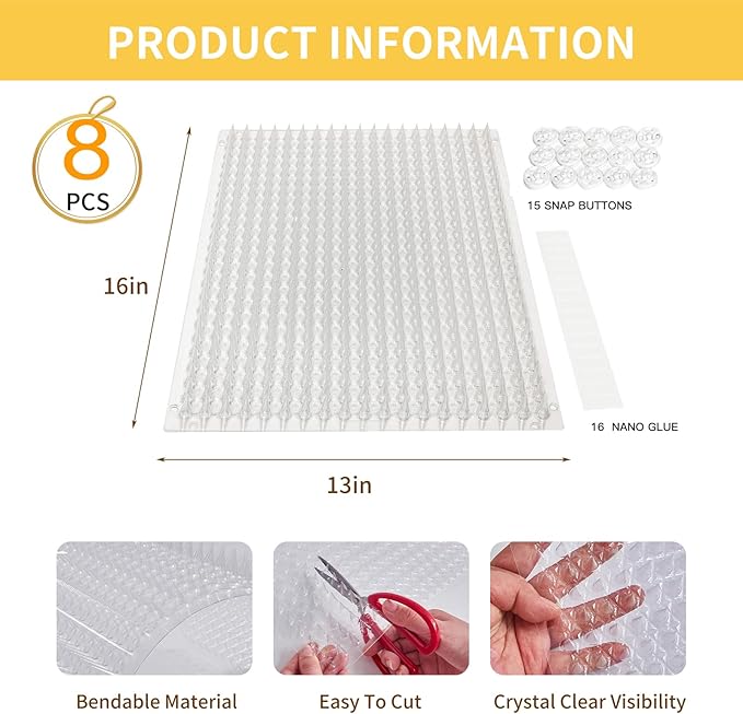 Mardili Cat&Dog Repellent Outdoor/Indoor Spike scat mat, Garden Scat Mats,Set of 8