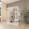 Large 4-Tier Cat Cage Indoor, DIY Cat Enclosures Detachable Metal Wire, Indoor Cat Crate Exercise Place Ideal for Kitty, Small Animals (White, 41" L x 41" W x 55" H, 7)