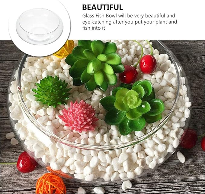 BESPORTBLE Clear Fish Bowl Vase Bubble Bowl Wide Mouth Flower Vase Round Shallow Planter Terrarium Aquatic Plant Pot Daffodil Pot Hydroponic Planter Fish Tank Bowl