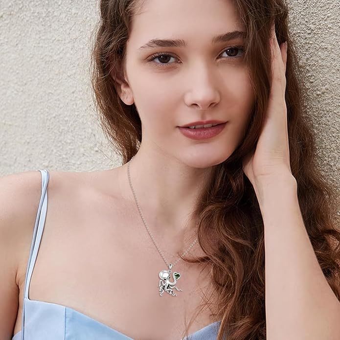 KZX Cat/Dog/Phoenix/Eagle/Whale/Shark/Puffin/Starfish/Chicken/Butterfly/Owl/Bee/Frog/Seahorse Necklace Sterling Silver Animal Pendant Jewelry Gift for Women