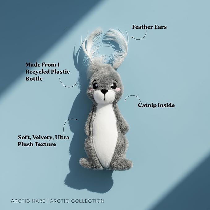 Cat Toys | Plush Toy Arctic Hare Cat Toys for Indoor Cats | Eco Friendly Toy for Cats Made from Non Toxic Materials