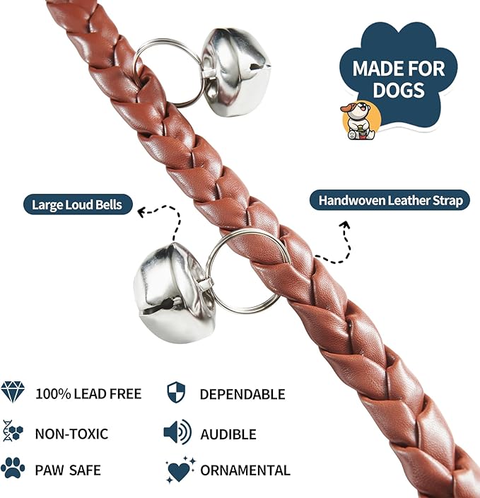 Dog Doorbells for Potty Training, Poly Urethane Puppy Door Bells, Hand-Woven Dog Bells for Dog Training, Extra Loud Bells for Door Knob, Ring to Go Outside Doggie Pet Supplies.