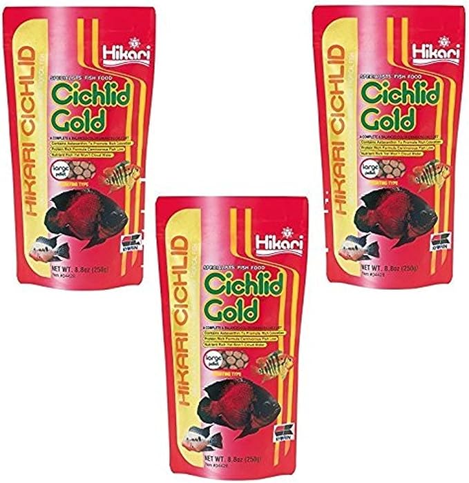 (3 Pack) Hikari Cichlid Gold Floating Pellets for Pets, Mini - 8.8-Ounce Each