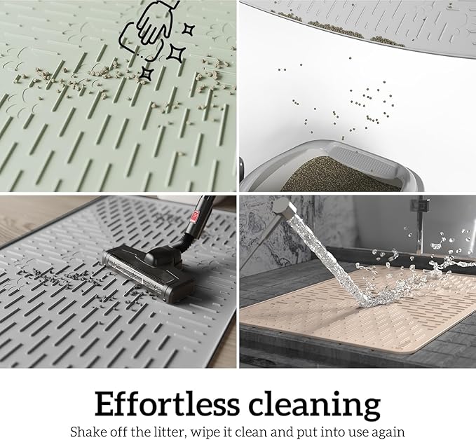 OHMO Cat Litter Mat Trapping Mat Premium Silicone 37.5x25.2，Pink, Waterproof and BPA Free Kitty Litter Box Mat, Easy to Clean and Keeps The Floor Tidy