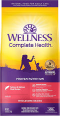Wellness Complete Health Adult Dry Cat Food for Indoor and Outdoor Cats, Wholesome Grains, Natural, Salmon & Salmon Meal (5 Pound Bag)