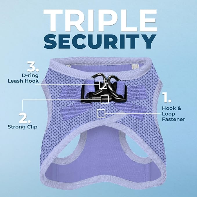 Best Pet Supplies Voyager Step-in Air Harness - All Weather Mesh, Reflective, No Pull Harness for Dogs, Cats - Secure with Hook & Loop Fastener, Buckle, Double D-Rings - Lavender, XS