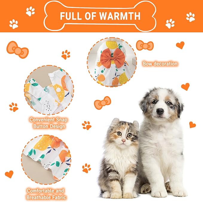 TAPBULL Dog Dresses, Fashionable Pet Dog Clothes, Cute Cat Birthday Dress Outfit (Orange/Red/Yellow/Blue/Pink 5-Pack), XX-Large
