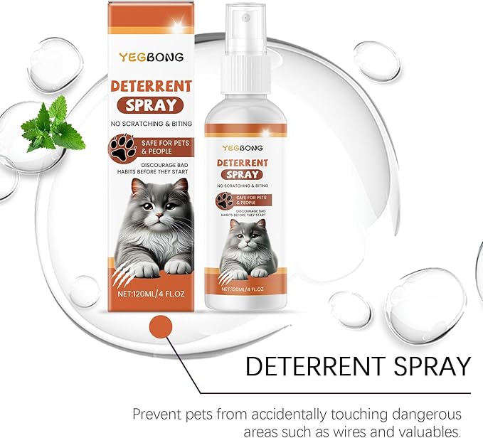 Cat Deterrent Spray - Natural Safe Premium Cat Spray Deterrent for Cats and Kittens, Cat Dogs Scratch Deterrent Training Aid Indoor and Outdoor for Furniture, Sofas, Curtain - 4.23 oz