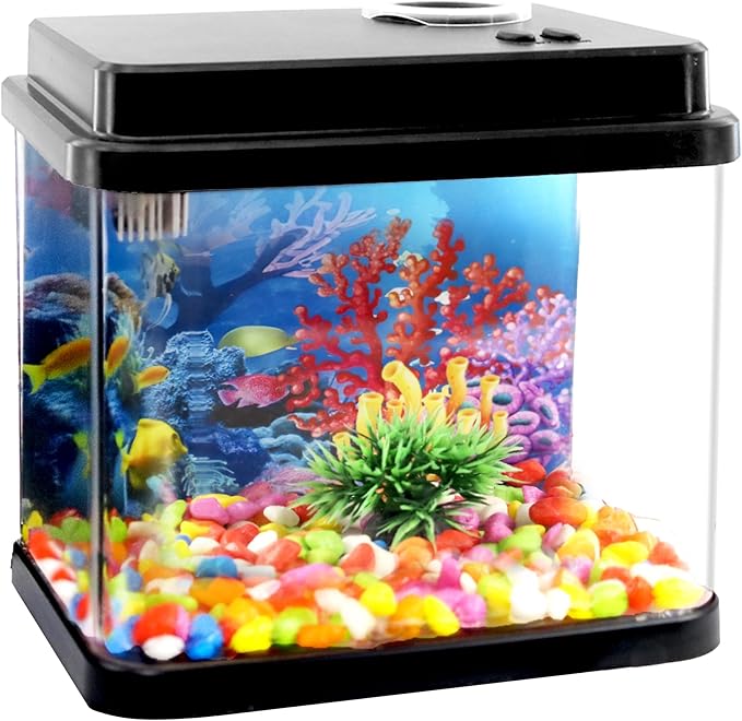 Mini Aquarium, 1 Gallon Small Fish Tank, 6-Color Adjustable LED Fish Bowl, 3-in-1 Dual-Mode Water Pump with Circulation, Oxygenation and Filtration,Ideal Gift and Decoration Choices