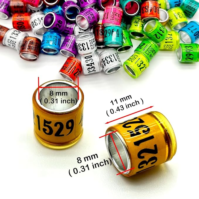 100Pcs 2026 Aluminium Pigeon Leg Rings | Dove Identify Band | Multicolor Training Birds Foot Ring
