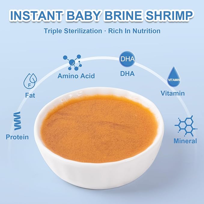 Instant Baby Brine Shrimp Fish Food - 50ml No Hatch High Protein Fry Food with Astaxanthin for Small Fish Corals Jellyfish Seahorses & Invertebrates