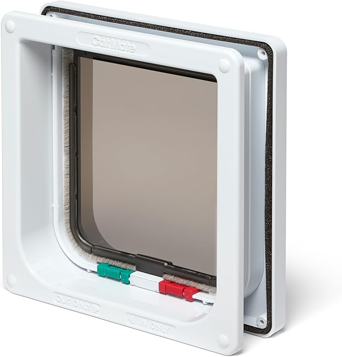 Cat Mate 4-Way-Locking Cat Flap with Door Liner to 2" (235) - Secure Lockable Door for Small to Medium Sized Cats, for UPVC, Wood and Wall, White