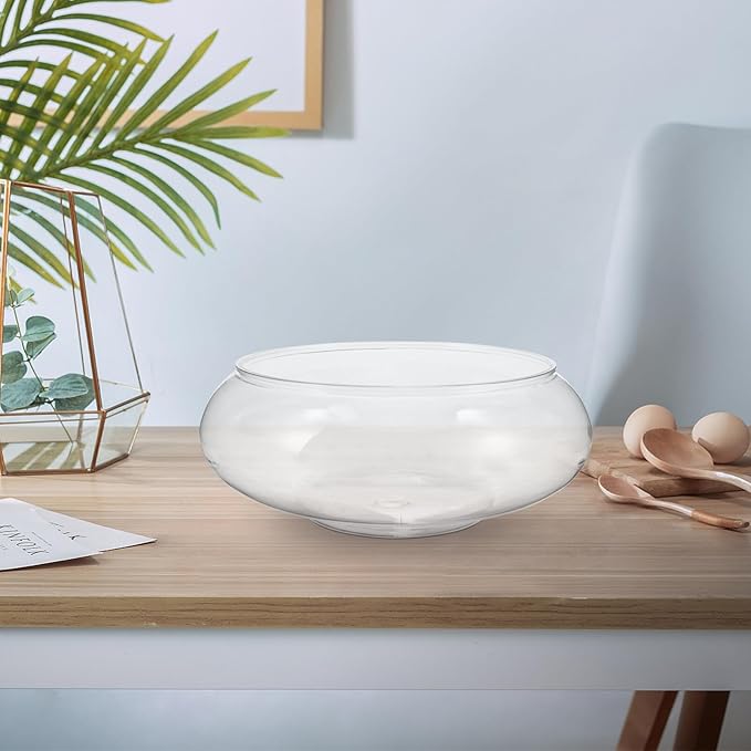 Kisangel Transparent Landscape Fish Tank 9.53 Inch Shallow Aquarium Clear Plastic Desktop Fish Bowl for Goldfish Turtles Home Office Decor