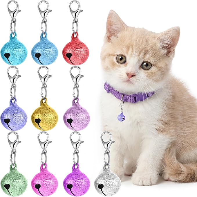 10 Pack Cat Collar Bell Pet Bells for Cat Dog Collar, Charms Colourful Pet Small Bells with Clasps Small Dog Puppy Pets Bell for Christmas Decoration