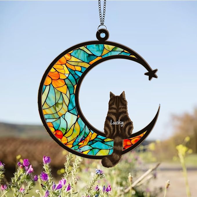 Personalized Cat Memorial Suncatcher – Custom Suncatcher with Name and Breed for Up to 3 Pets, Sympathy Gift for Pet Loss, Memorial Gift for Cat Lovers