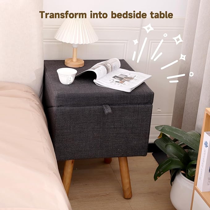 21.06” Dog Stairs for High Bed, 6-Step Pet Stairs with Split Ottoman Design - Tall Dog Steps Convertible to Bedside Table Nightstand, Large Non-Slip Stairs for Big Medium Dogs to Bed (Black)