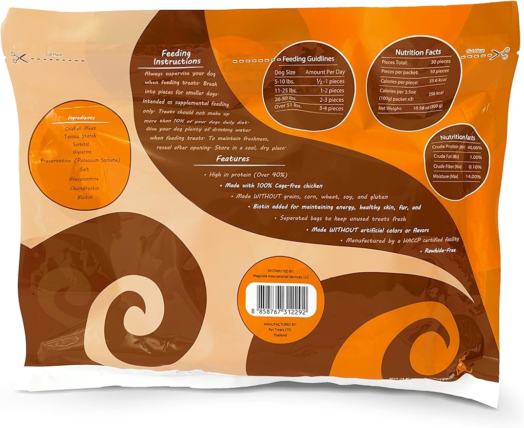 Chicken Steak Strips (30 count) Glucosamine and Chondroitin and Biotin added for hips and joints and nails and skin