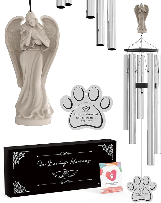 Dog Memorial Gifts for Loss of Dog - 34" Pet Memorial Wind Chimes, in Memory Sympathy Gift, Remembrance Bereavement, Passing Away Rainbow Bridge Windchime