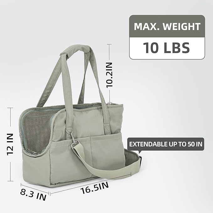 Pet Dog Casual Crossbody Bag, Hands-Free One Shoulder Soft Edged Pet Bag, Fully Open Sunroof Cover with Mesh Window and Large Front Pocket, Pet Carrier Purse for Small Dog Cat（Can Hold 10 Pounds）