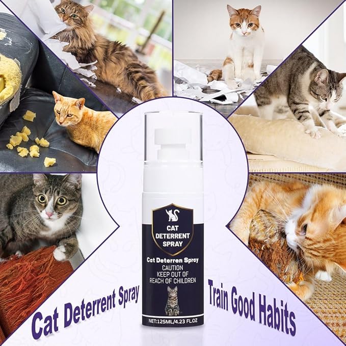 Cat Deterrent Spray - Indoor & Outdoor Anti-Scratch Training Spray for Cats & Kittens - Natural, Safe & Non-Toxic Formula to Protect Furniture