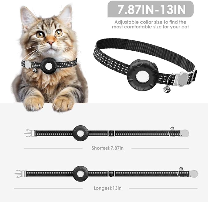 Cat Tracker, Lightweight Pet Tracker for Cats, Waterproof GPS Tracker for Cats Compatible with Apple Find My App(Only iOS), Real-Time Tracking, Precise Positioning, No Monthly Fee